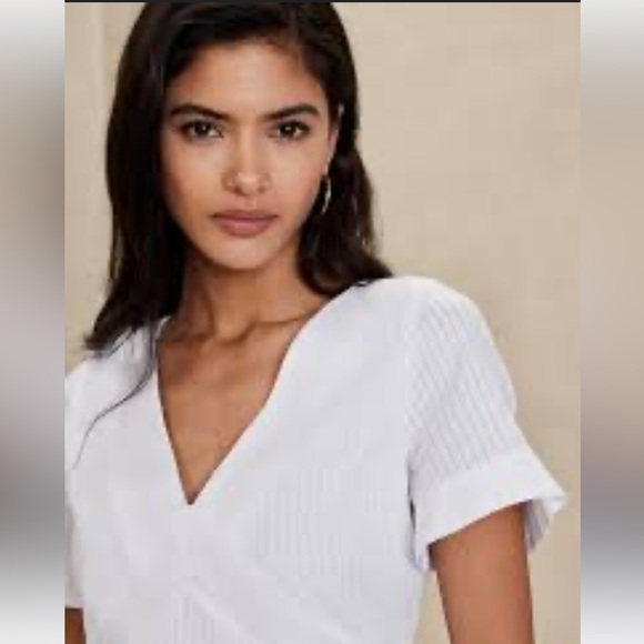 Banana Republic Factory medium JACQUARD MINI DRESS back tie white v-neck zipper - Picture 4 of 7